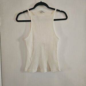Agolde White Ribbed Mina Tank Top Size Large Organic Cotton